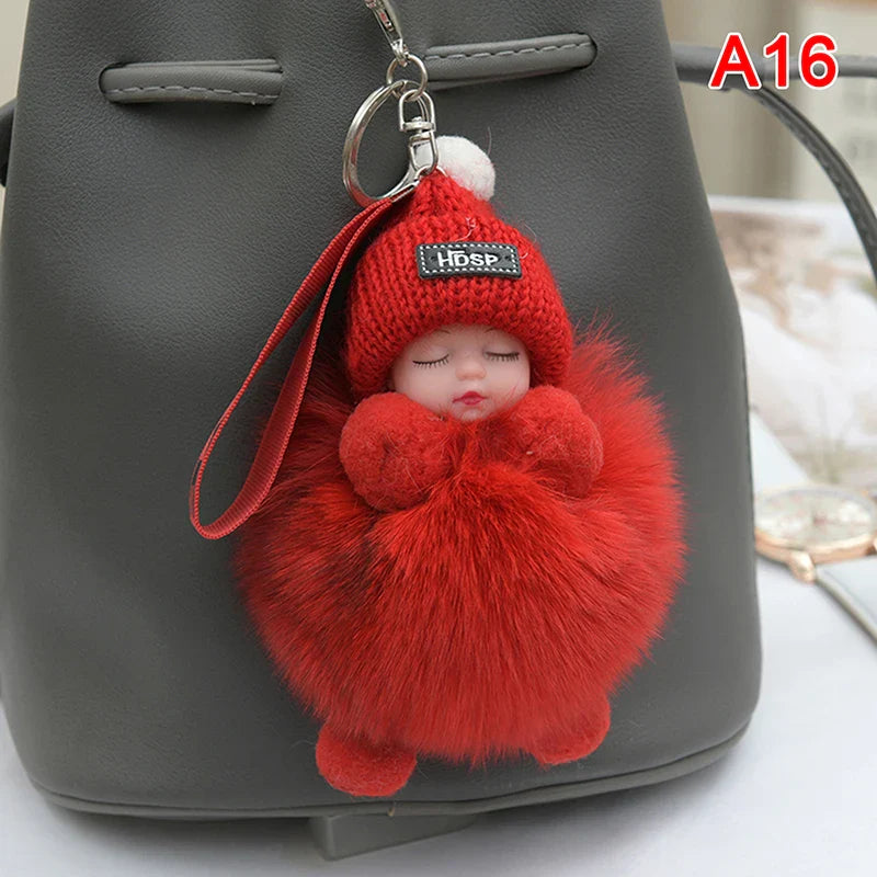 Pompom Sleeping Baby Keychain Plush Bag Charm Cute Gift A16 - Tophatter Daily Deals