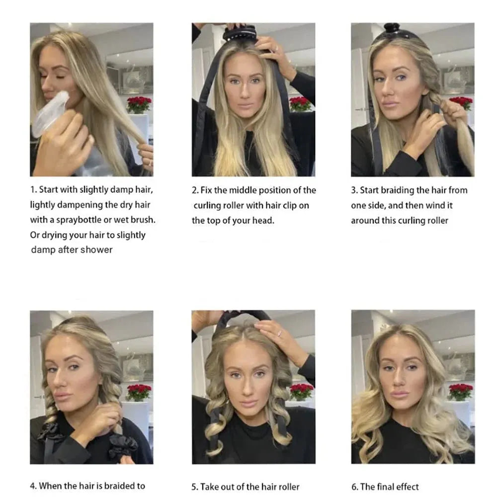 Heatless Curling Rod Headband No Heat Silk Curls Ribbon Hair Rollers Sleeping Soft Headband Lazy Hair Curlers Hair Styling Tools - Tophatter Daily Deals