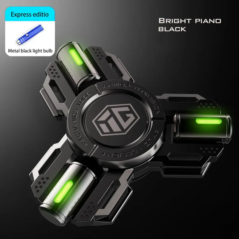 Glow Fidget Spinner Alloy EDC Long Spin Stress Relief Black-Basic - Tophatter Daily Deals