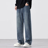 Stretchy Men's Jeans - Baggy Straight Flare, Denim Casual Vintage Blue - Tophatter Daily Deals