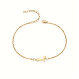 Initial Letter Bead Bracelet Thin Chain Minimalist Elegant L - Tophatter Daily Deals