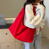 Lightweight Versatile Women Shoulder Bag - Slouchy Nylon Wine Red - Tophatter Daily Deals