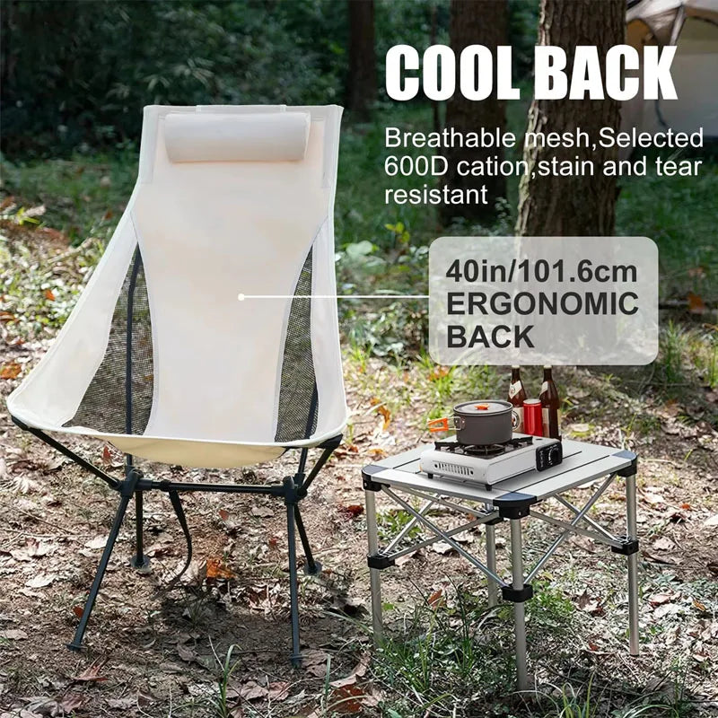Ultra-Light Camping Chair Beige Camp Furniture - Tophatter Daily Deals