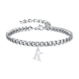 Initials Cuban Link Bracelet Stainless Steel Adjustable K - Tophatter Daily Deals