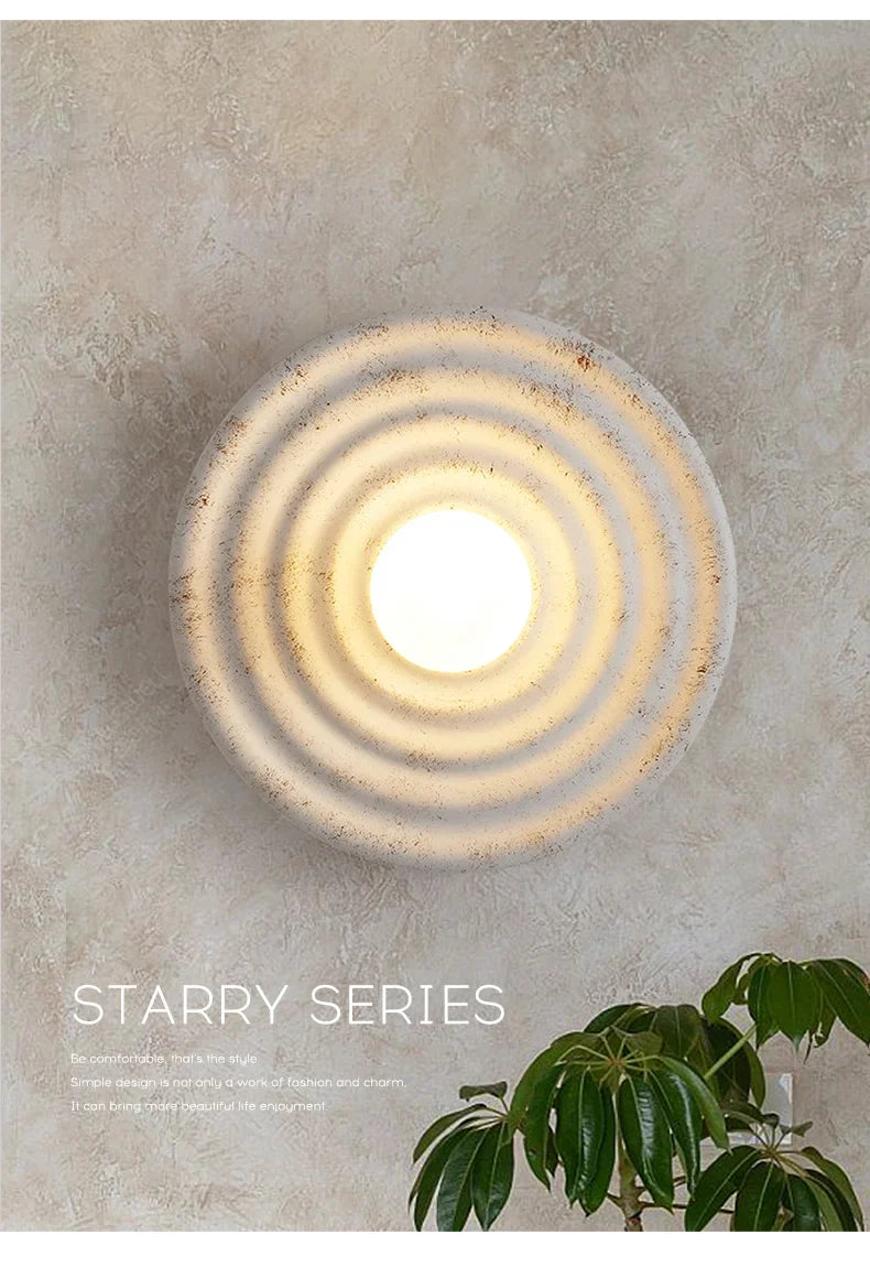 Japandi Wabi Sabi Round Wall Sconce Japanese Minimal LED Light - Tophatter Daily Deals