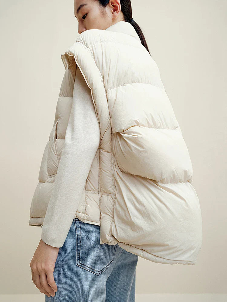 Insulating Women’s Down Vest - Cropped, Duck, Winter - Tophatter Daily Deals