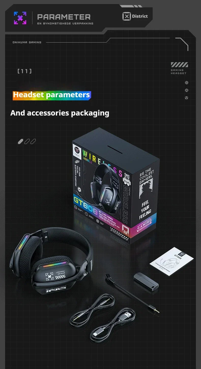 Wireless Gaming Headset Tri Mode Bluetooth Wired Immersive - Tophatter Daily Deals