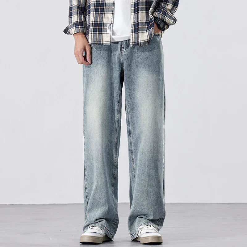 Stretchy Men's Jeans - Baggy Straight Flare, Denim Casual Light blue - Tophatter Daily Deals