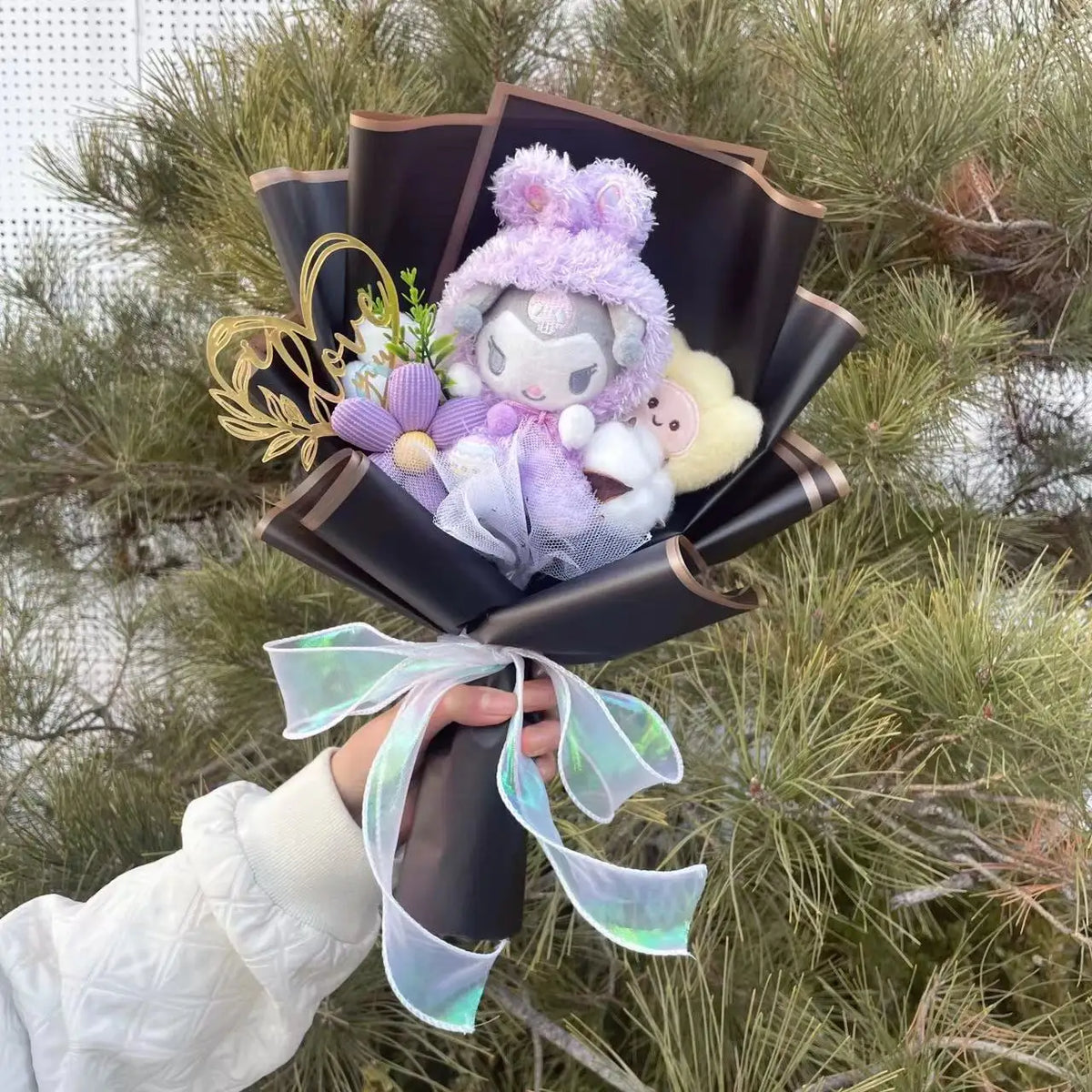 Sanrio Kawaii Kuromi Plush Flowers Bouquet Kuromi x Black Flowers - Tophatter Daily Deals
