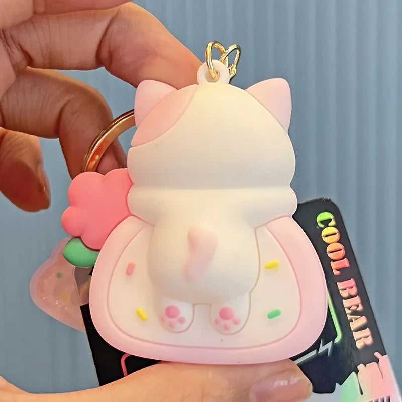 Cat Egg Roll Key Chain Kawaii Kitty Cake Keyring Key Charm Animals - Tophatter Daily Deals