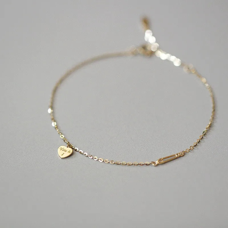 Gold Heart Bracelet 14K Plated 925 Silver Valentine's Gift - Tophatter Daily Deals