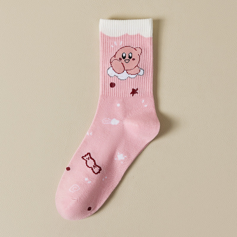 Kirby Kawaii Pink Socks Anime - Tophatter Daily Deals