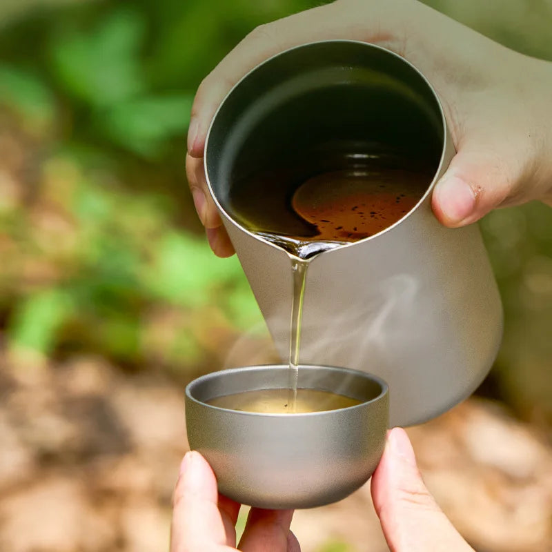 Pure Titanium Double Layer Tea Cup 50ml Camping Set - Tophatter Daily Deals
