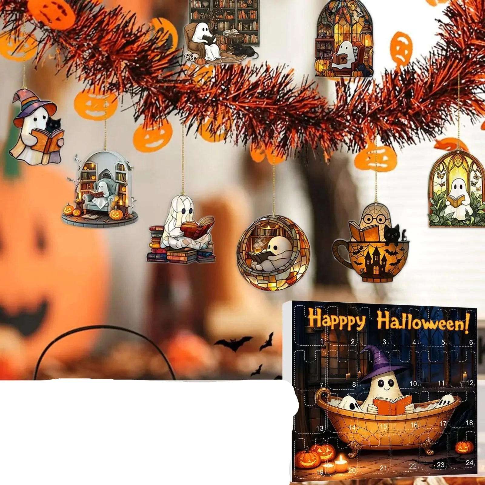 Halloween Countdown Calendar 24 Acrylic Ghosts Decor - Tophatter Daily Deals