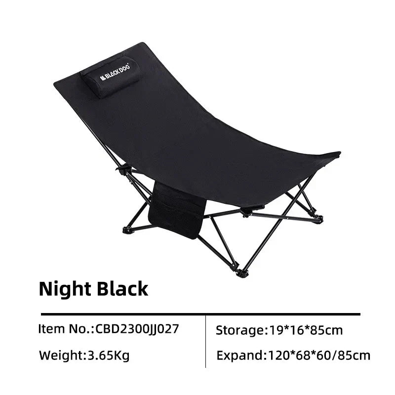 Camping Folding Recliner Chair with Cotton Pillow Black Camp Furniture - Tophatter Daily Deals