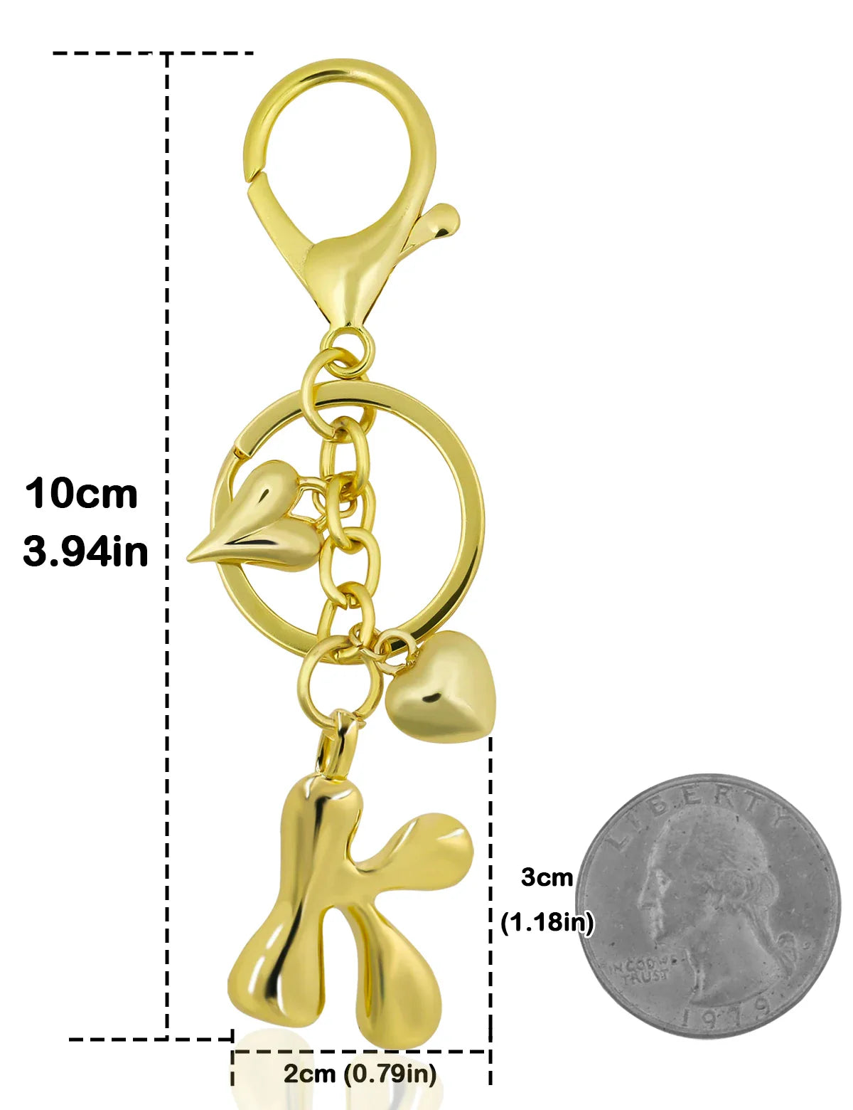 Personalized Keychain Gold Bubble Letter Bag Charm Gift K - Tophatter Daily Deals