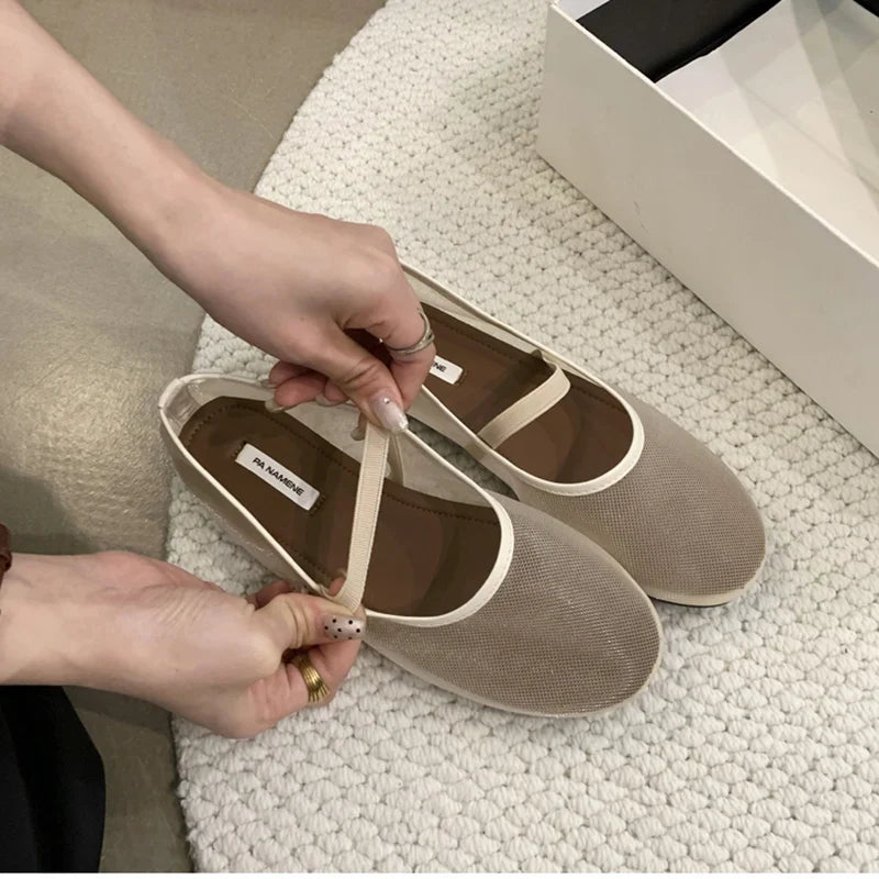 Lightweight Women’s Mary Jane Flats - Shallow Mesh, Casual - Tophatter Daily Deals