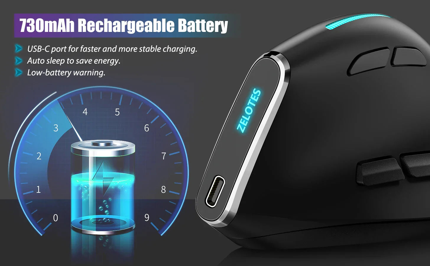 Bluetooth Vertical Ergonomic Mouse With OLED Screen - Tophatter Daily Deals