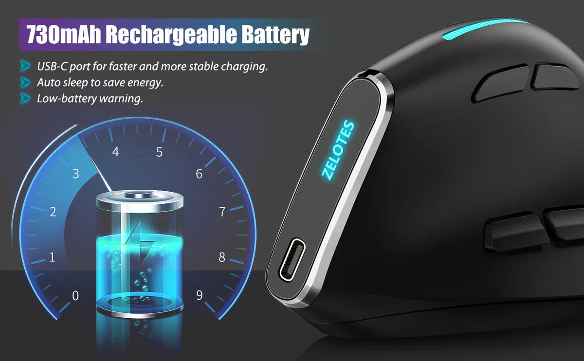 Bluetooth Vertical Ergonomic Mouse With OLED Screen - Tophatter Daily Deals