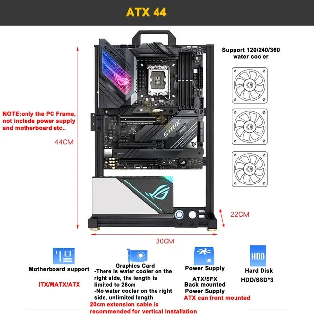 Open Frame Aluminum PC Case Rack EATX Water Cooling ATX 44 - Tophatter Daily Deals