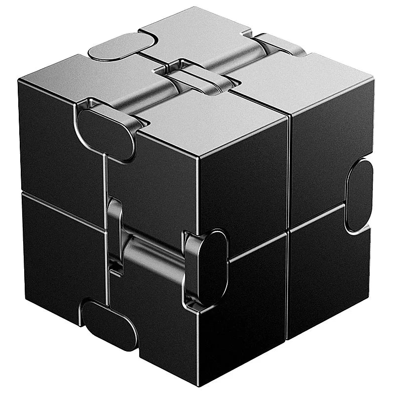 Metal Magic Cube Stress Relief Toy Portable Puzzle Focus Aluminum Black - Tophatter Daily Deals