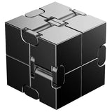 Metal Magic Cube Stress Relief Toy Portable Puzzle Focus Aluminum Black - Tophatter Daily Deals