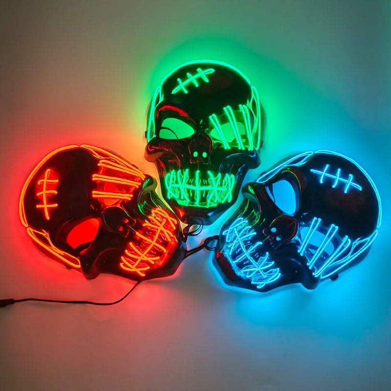 LED Glowing Skull Mask Full Face Halloween 2025 Cosplay - Tophatter Daily Deals