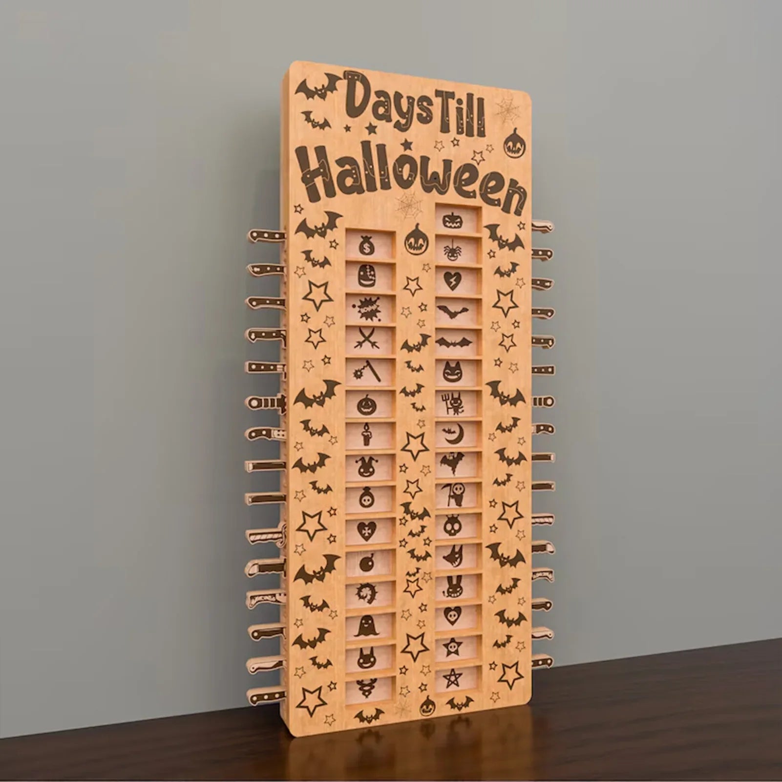 Wooden Halloween Advent Calendar 31 Day Countdown Craft - Tophatter Daily Deals