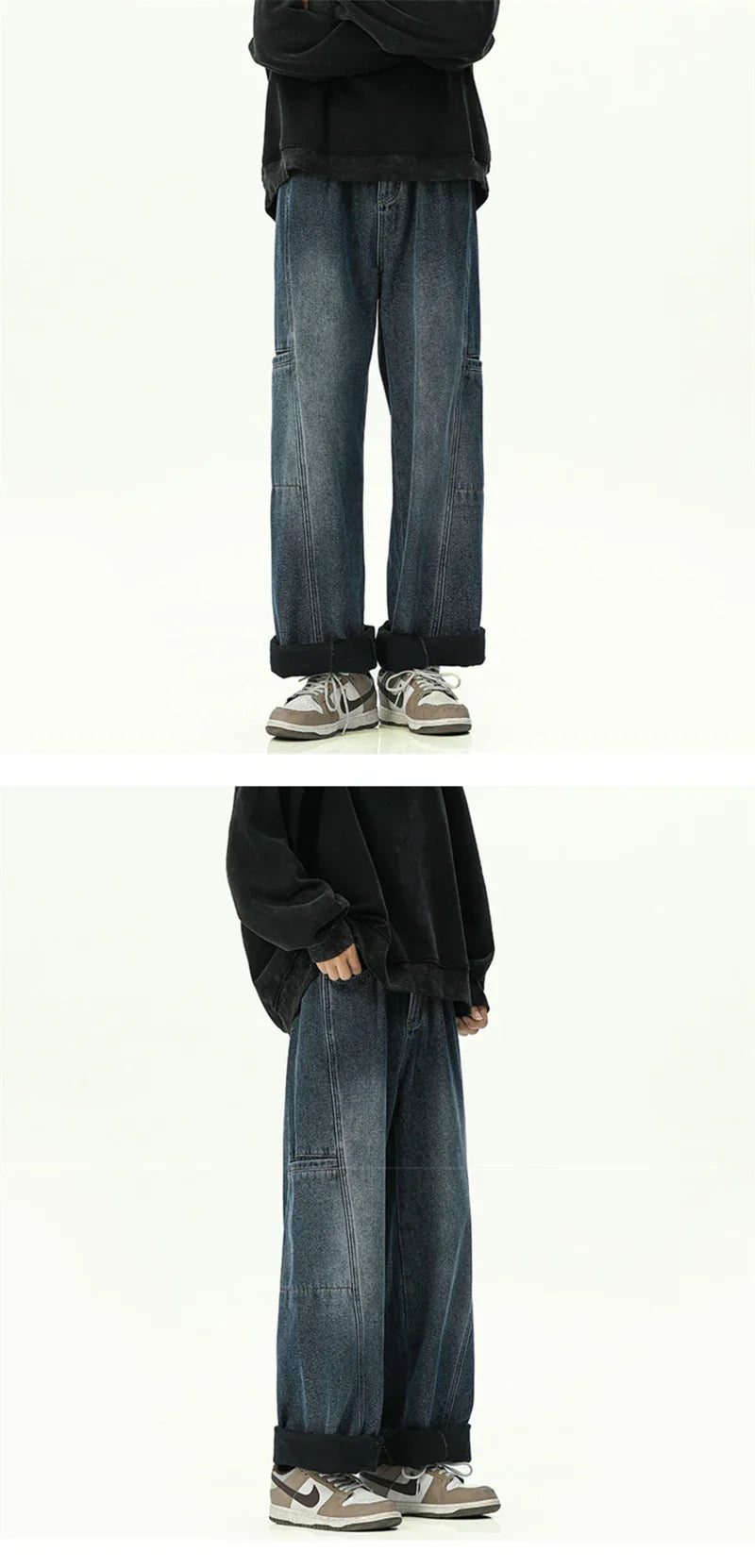 Oversized Mens Cargo Jeans - Wide Leg, Denim, Street - Tophatter Daily Deals
