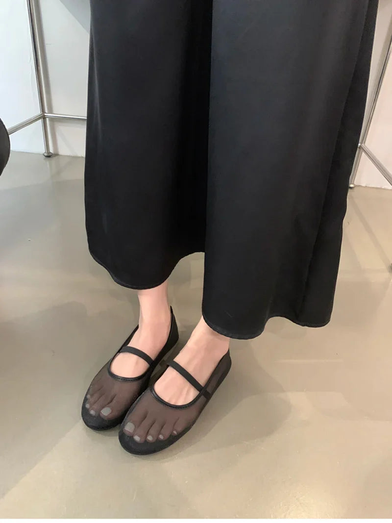 Lightweight Women’s Mary Jane Flats - Shallow Mesh, Casual - Tophatter Daily Deals