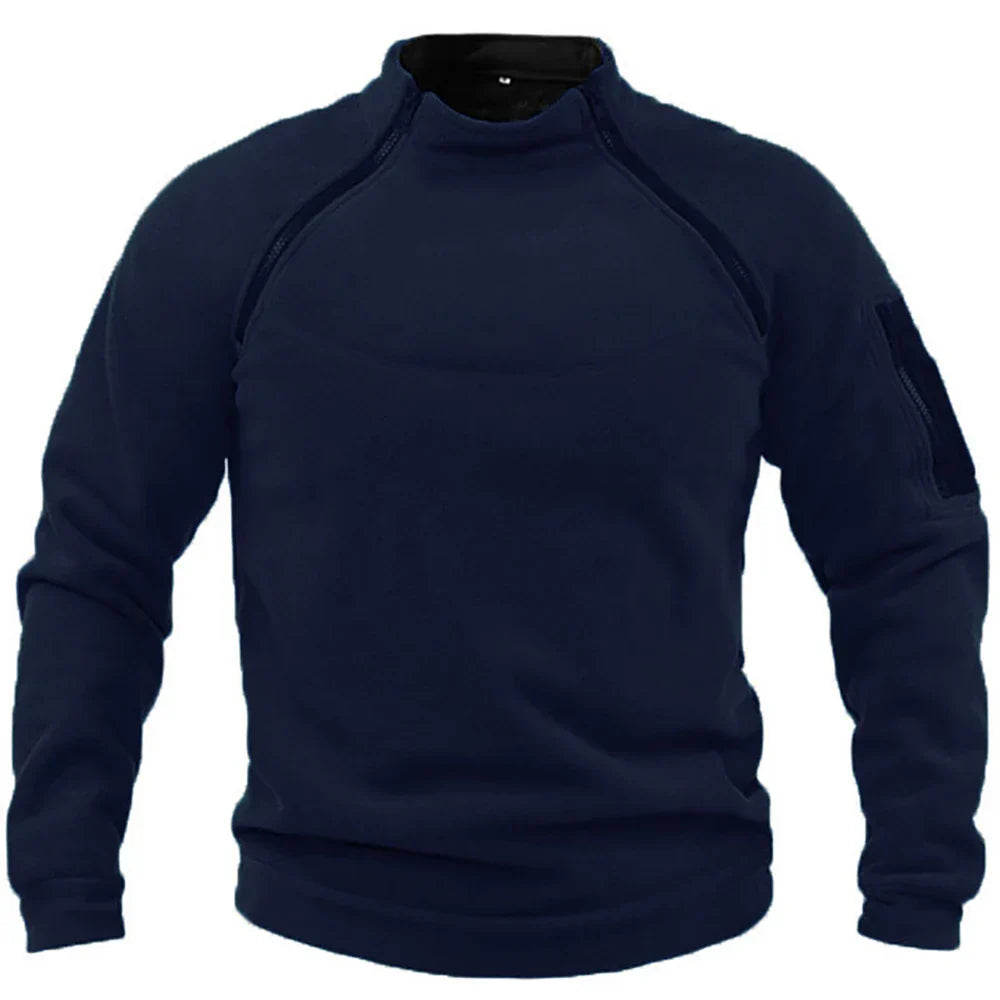 Men's Tactical Fleece Pullover Jacket Outdoor Hiking (Navy Blue) Apparel & Accessories > Clothing > Clothing Tops > Sweaters - Tophatter Daily Deals