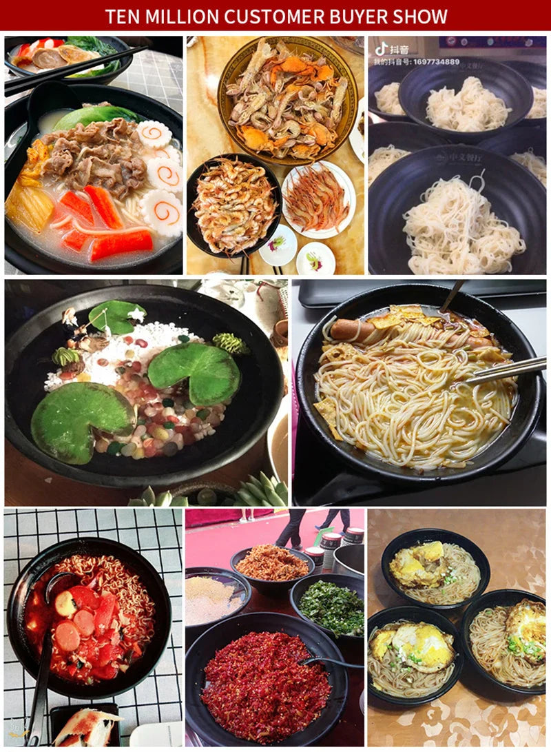 Ramen Bowl Black Plastic Japanese Style Noodle Bowl - Tophatter Daily Deals