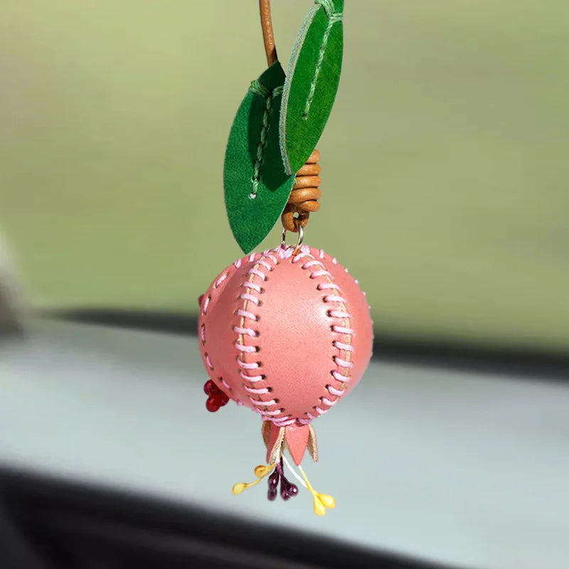 Pomegranate Leather Charm Keychain Bag And Car Decor Pink - Tophatter Daily Deals