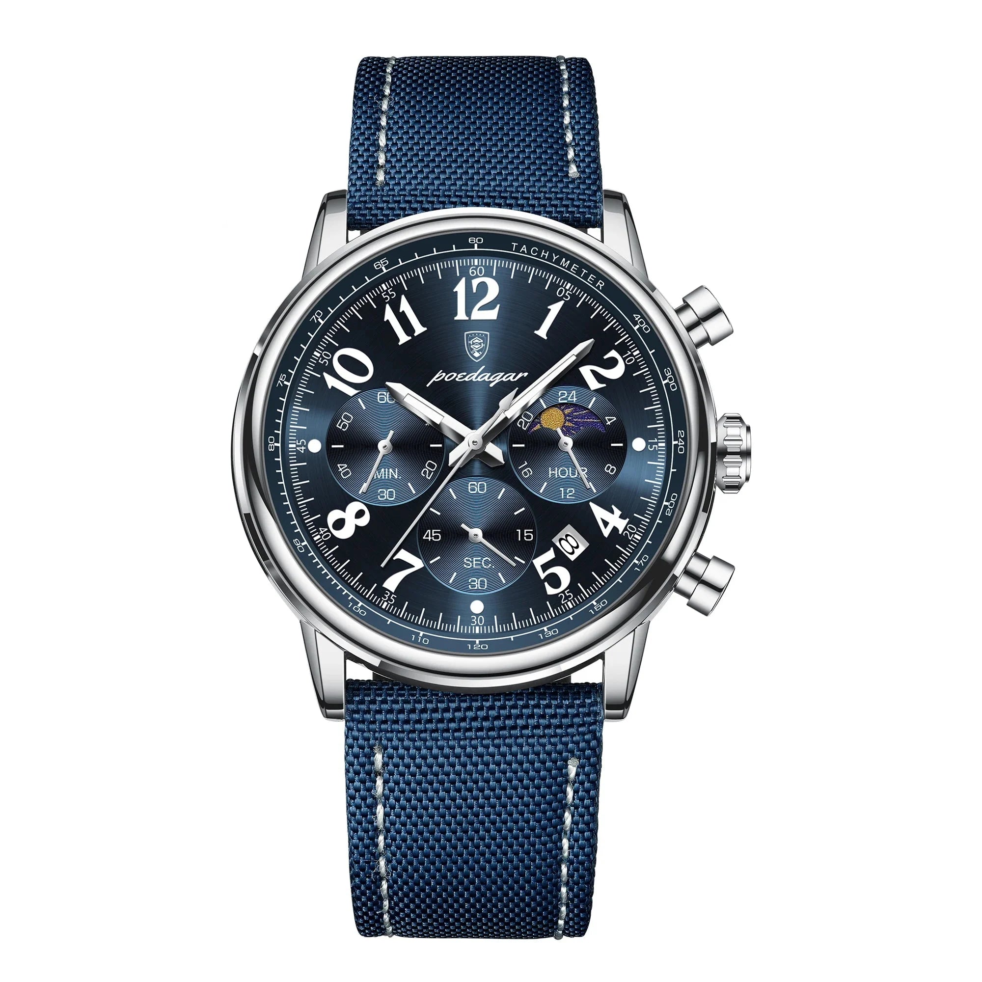 Military Chronograph Watch Nylon Strap Waterproof Fall 2025 808 Silver Blue NL - Tophatter Daily Deals