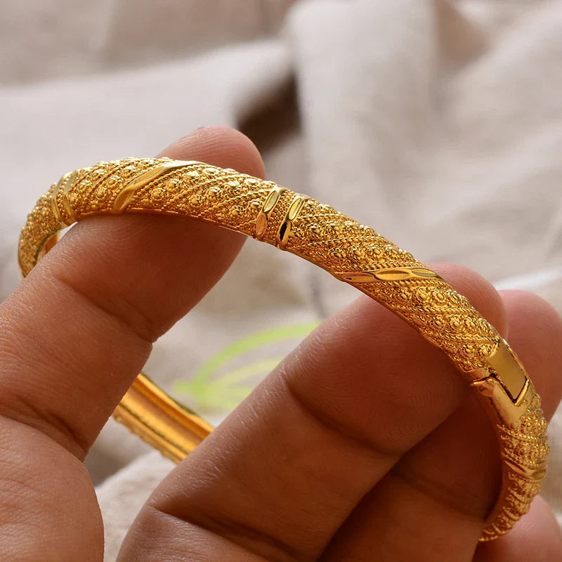 Gold Plated Bangles Luxury Arabic Wedding Bracelet - Tophatter Daily Deals