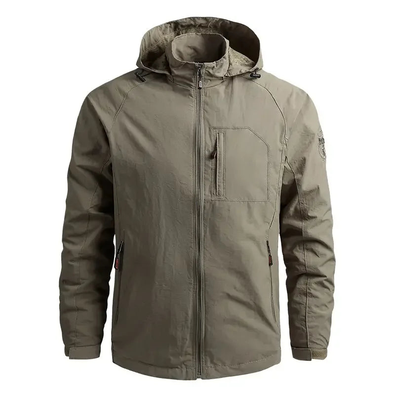 Waterproof Men Jacket- Hooded Windbreaker Polyester Camping - Tophatter Daily Deals