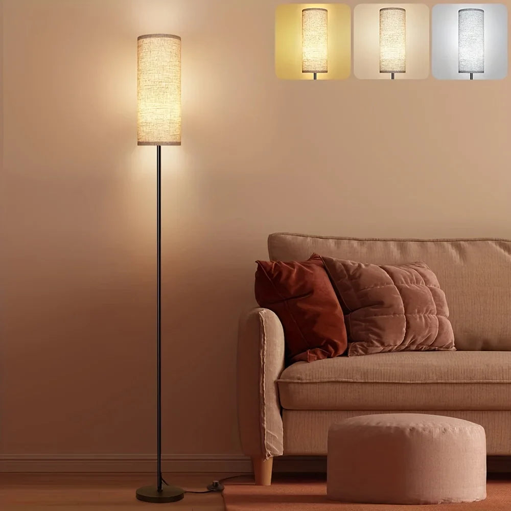 Japandi Modern Floor Lamp With Fabric Shade Stepless Dimming - Tophatter Daily Deals