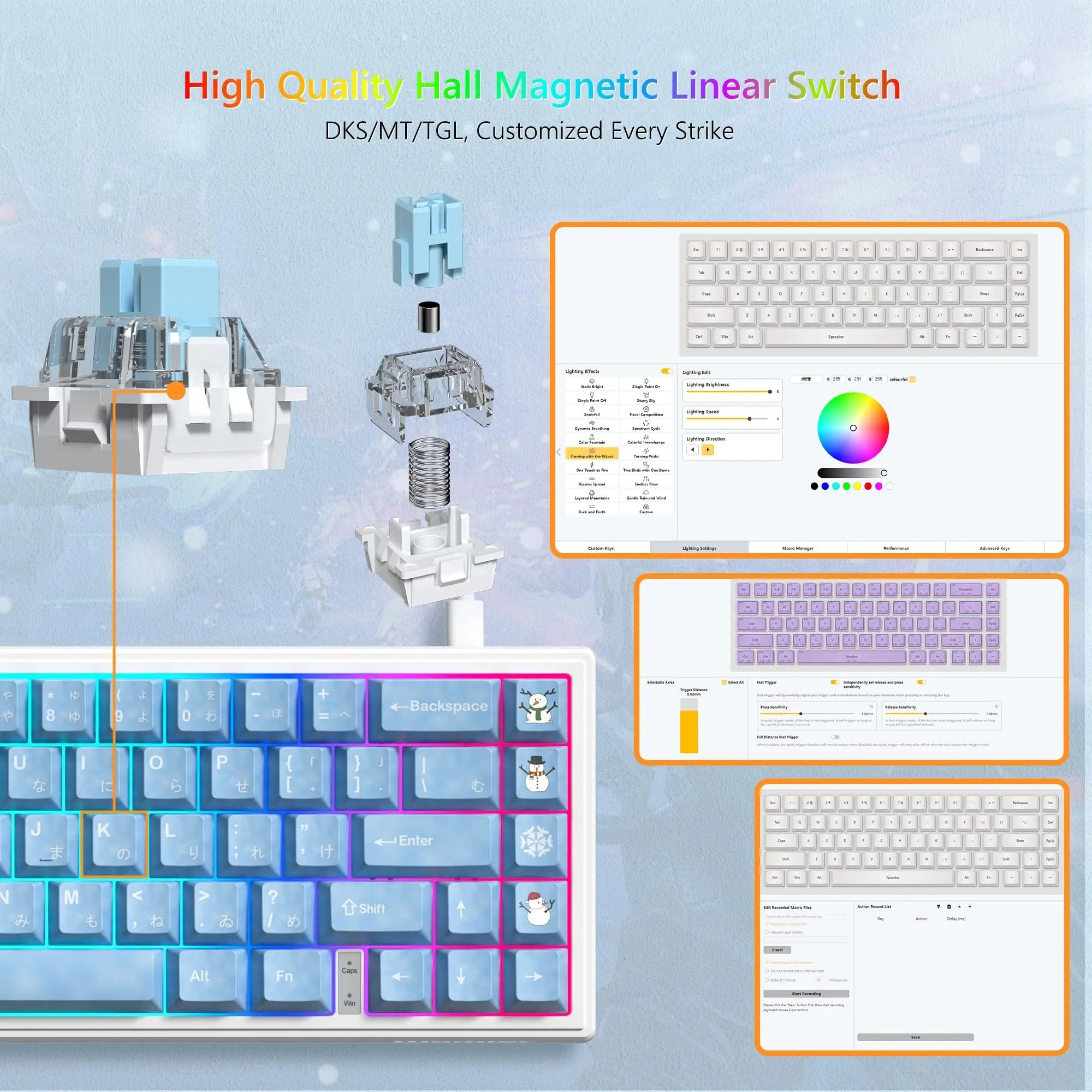 Mechanical Keyboard 68-Key Hall Effect RGB Wired Compact - Tophatter Daily Deals