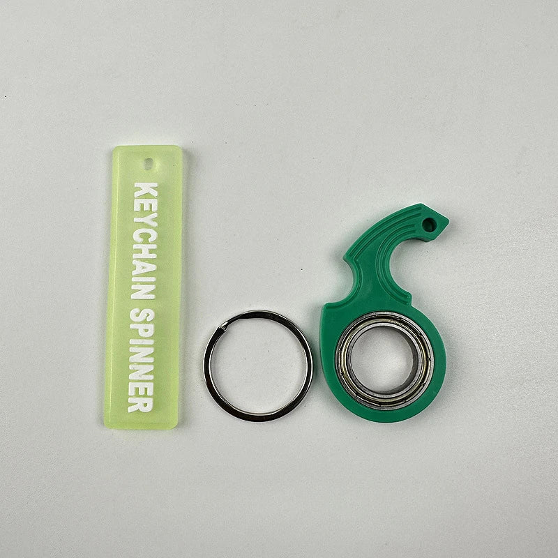 Metal Keychain Fidget Spinner Ring Stress Relief Toy Green - Tophatter Daily Deals