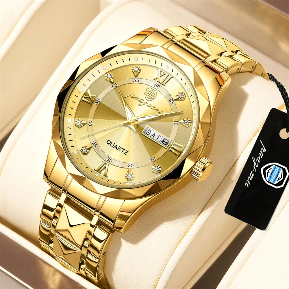 Quartz Stainless Steel Dress Watch Waterproof Glow Dial - Tophatter Daily Deals