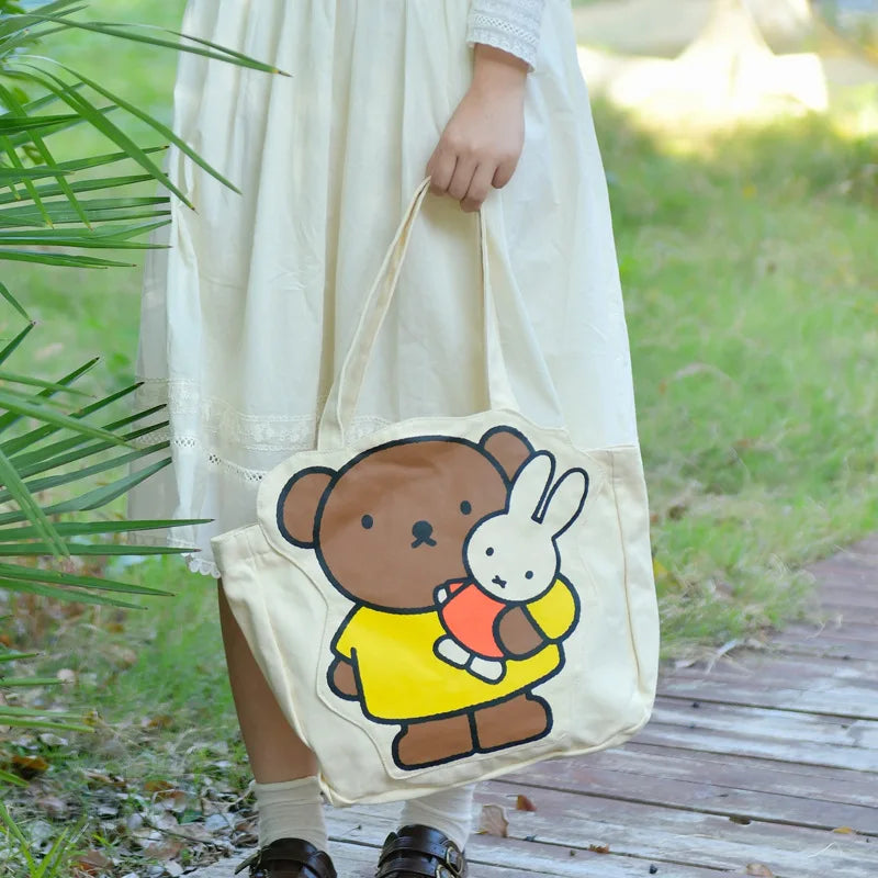 Miffy Bunny Canvas Tote Bag Yellow Boris Animals - Tophatter Daily Deals