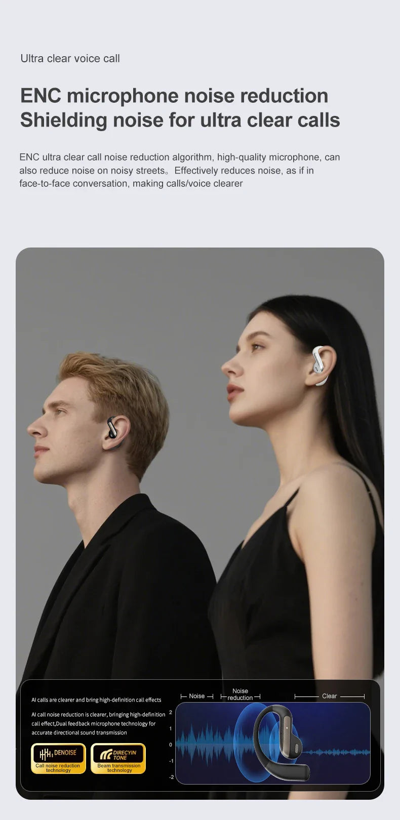 AI Translation Earbuds With Noise Canceling Ear Hook Sports - Tophatter Daily Deals