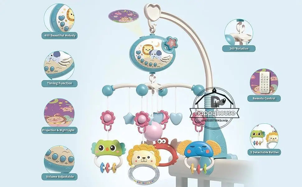 Crib Mobile Remote Music Light Newborn Sensory Toys - Tophatter Daily Deals