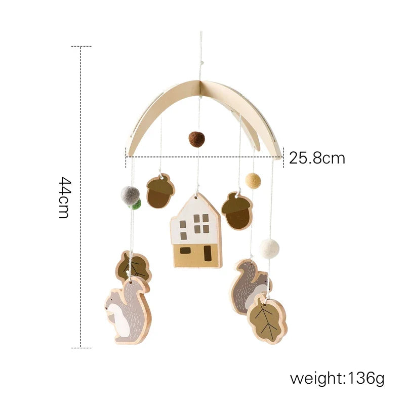 Wooden Rabbit Crib Mobile Newborn Sensory Toys Soft bed bell 3 - Tophatter Daily Deals