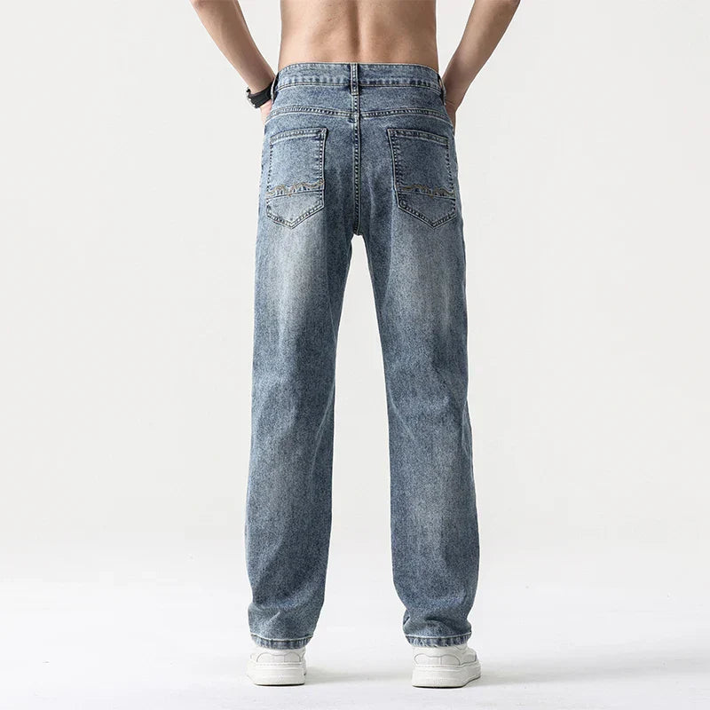 Oversized Men’s Wide Leg Jeans - Straight Lyocell, Casual - Tophatter Daily Deals