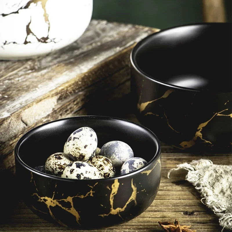 Marble Ceramic Bowl Set Nordic Tableware Minimalist - Tophatter Daily Deals