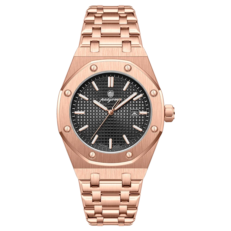 Quartz Stainless Steel Business Watch Waterproof Date Gold Black - Tophatter Daily Deals