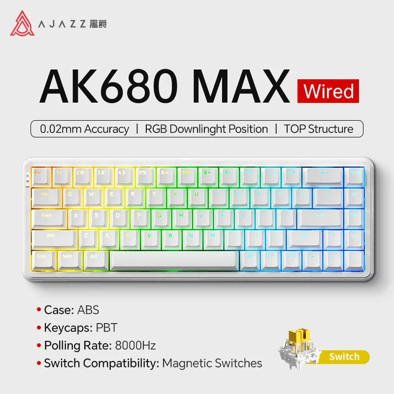 Mechanical Keyboard Sixty Mini Wireless ARGB Magnetic Hall White - Tophatter Daily Deals
