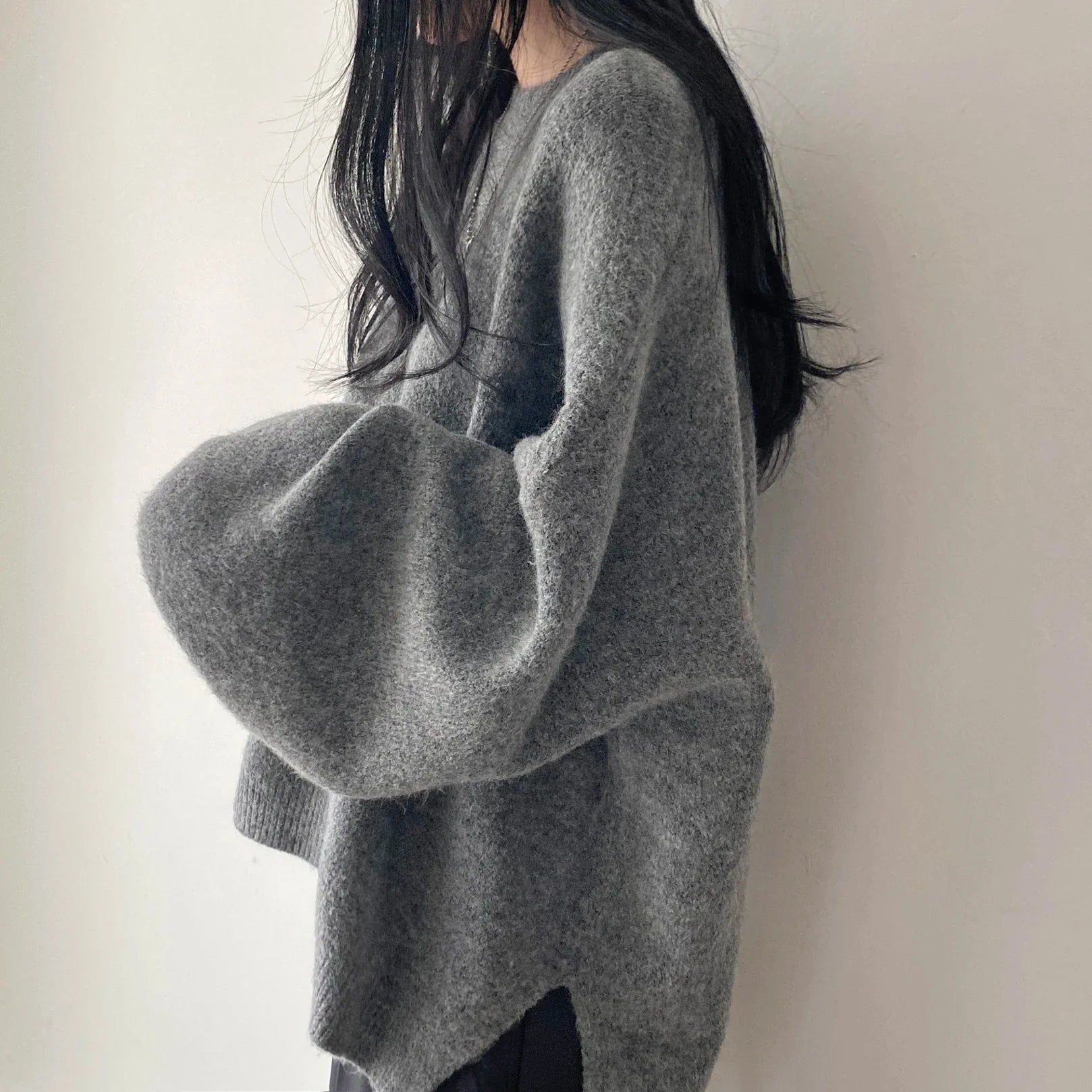 Oversized Cozy Women's Pullover - O Neck, Knit, Office Wear - Tophatter Daily Deals
