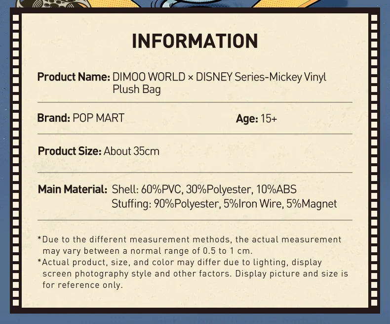 Genuine Pop Mart Dimoo World × Disney Series - Mickey Vinyl Plush Bag Animals - Tophatter Daily Deals